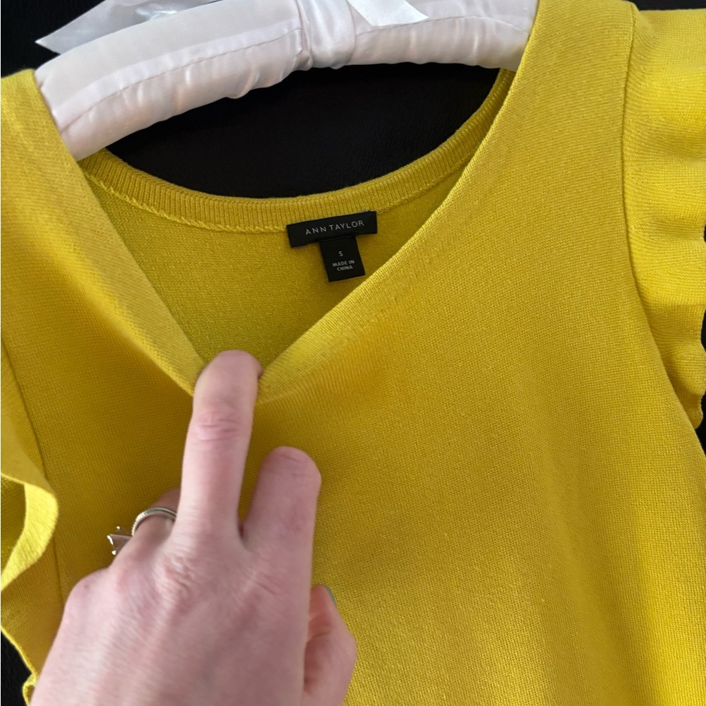 Ann Taylor Yellow Ruffle Sleeveless A-Line Dress - Picture 8 of 9